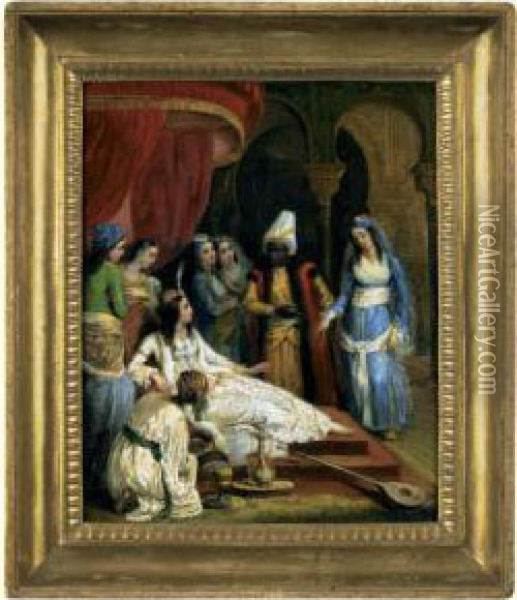 Don Juan At The Seraglio Oil Painting - Alexandre-Marie Colin