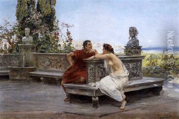 Enamorados En Pompeya Oil Painting - Ulpiano Checa Sanz