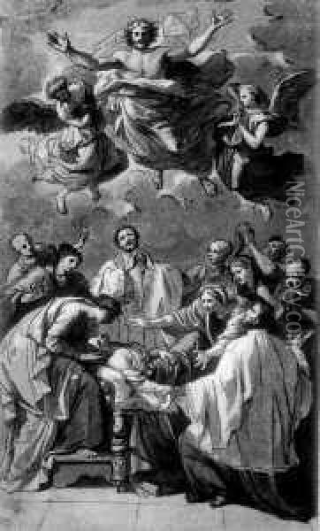 Das Wunder Des Heiligen Franz
 Xaver (nach Dem Gemalde Von N. Poussin Im Louvre, Paris). Oil Painting - Noel Halle