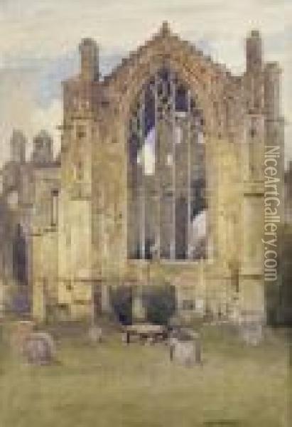Melrose Abbey, Roxburghshire Oil Painting - James Paterson