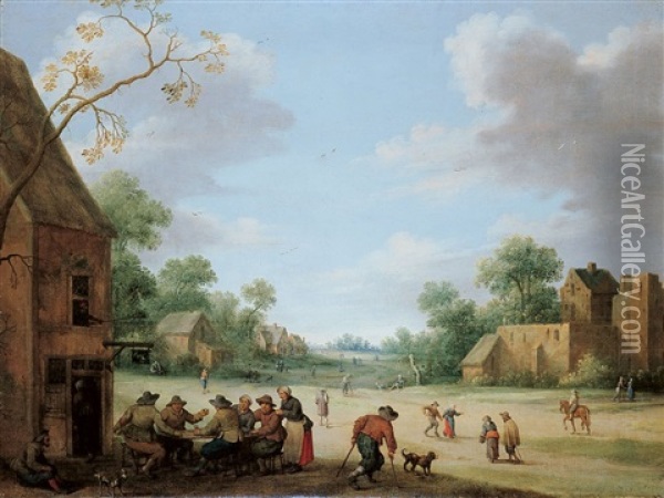 Belebte Dorfstrasse Oil Painting - Joost Cornelisz. Droochsloot