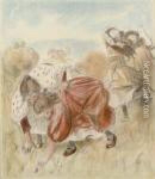 Enfants Jouant A La Balle (d.; S.32) Oil Painting - Pierre Auguste Renoir