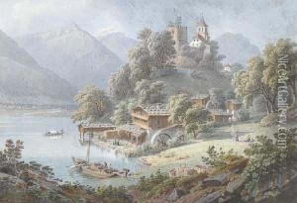 Vue De Ringgenberg Sur Le Lac De Brienz Oil Painting - Gabriel I Lory
