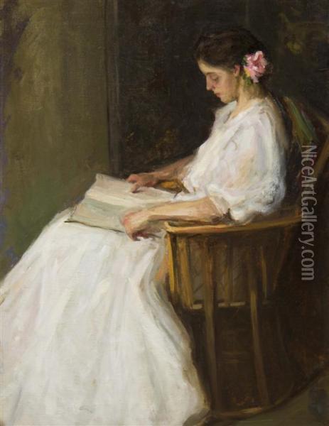 Young Girl Reading Oil Painting - William Wallace Gilchrist
