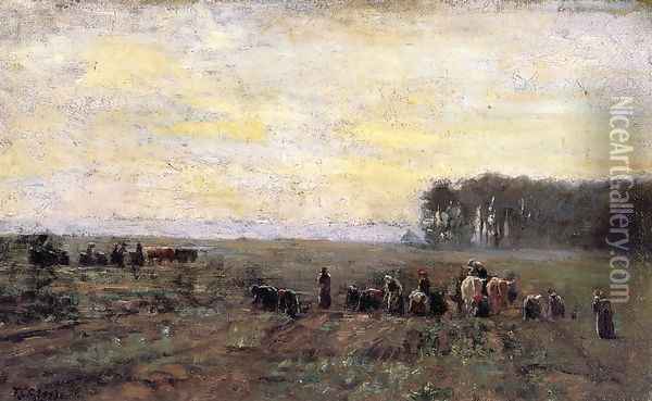 Haying Scene Oil Painting - Theodore Clement Steele