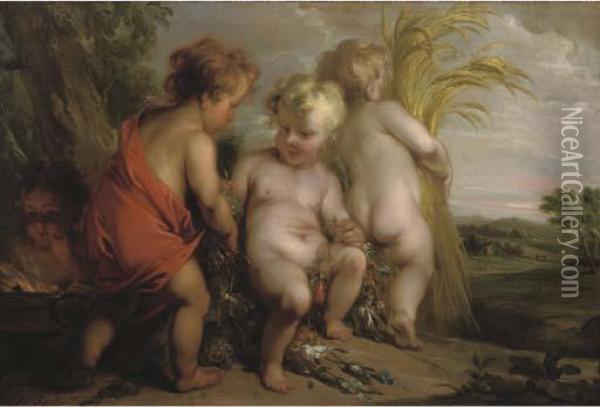 An Allegory Of The Four Seasons Oil Painting - Jacob de Wit