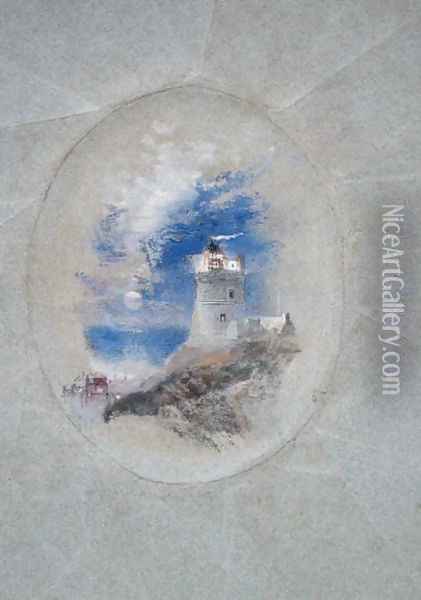 Lowestoffe Lighthouse, c.1827 Oil Painting - Joseph Mallord William Turner