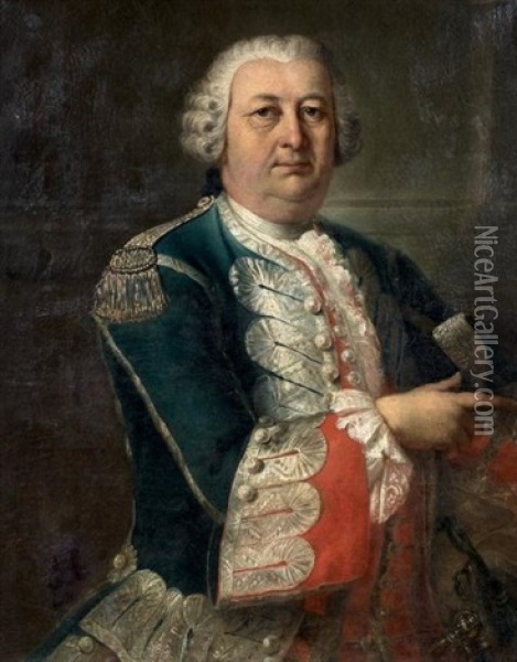 Portrait D'homme Portant L'uniforme Des Gardes Des Corps Du Roi Oil Painting - Louis Gabriel Blanchet