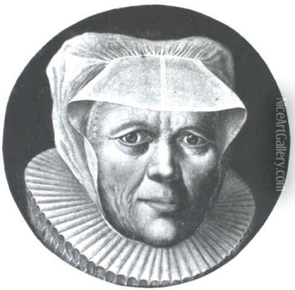 Portrait Of A Woman In A White Cap And Ruff Oil Painting - Adriaen Thomasz Key