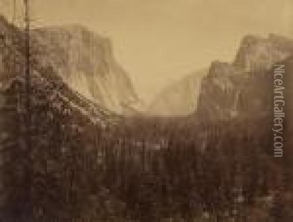 Yosemite Valley No. 7 Oil Painting - Carleton E. Watkins