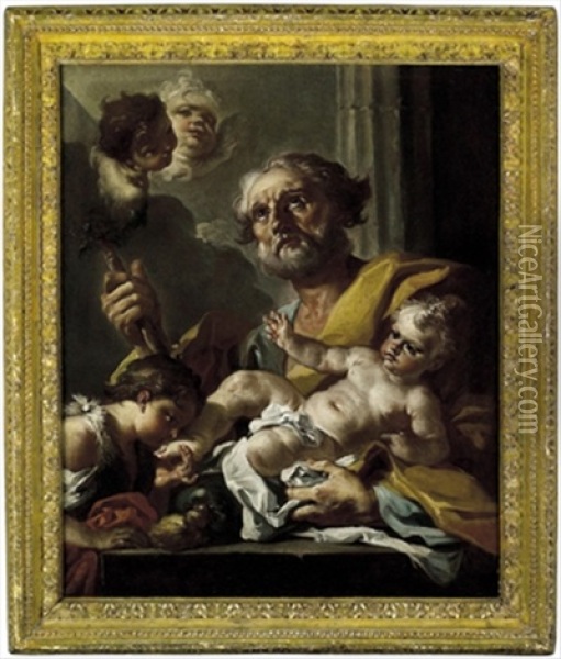 San Giuseppe Con Il Bambino Gesu Oil Painting - Francesco Celebrano
