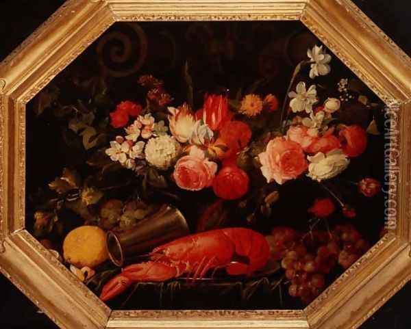 Still Life with a Lobster Oil Painting - Joris Van Son