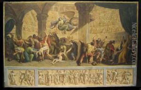 In The Coliseum: Pair Oil Painting - Luigi Ademollo