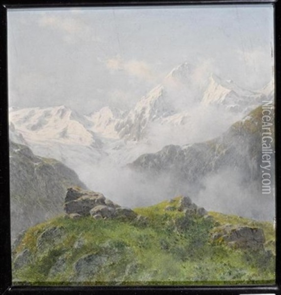 Alpenpanorama Oil Painting - Josef von Schloegl