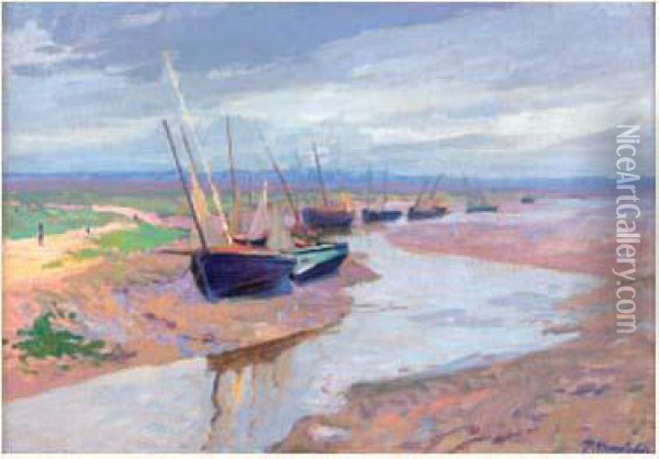 Barques De Peche A Maree Basse Oil Painting - Paul Madeline