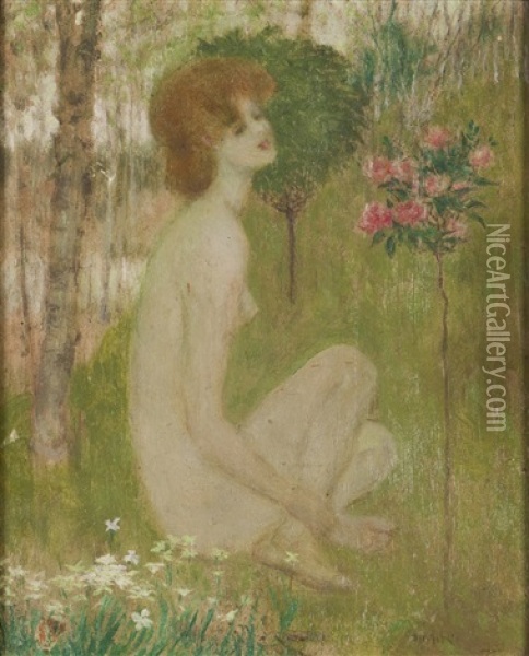 Good Morrow Little Rose Oil Painting - Henry Mortikar Rosenberg