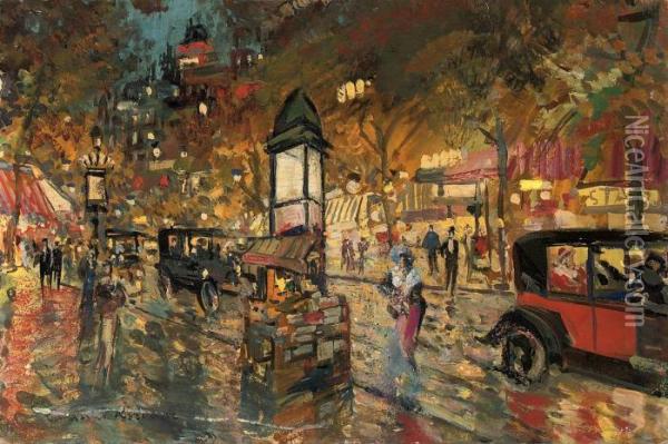 Les Grands Boulevards A Paris Oil Painting - Konstantin Alexeievitch Korovin
