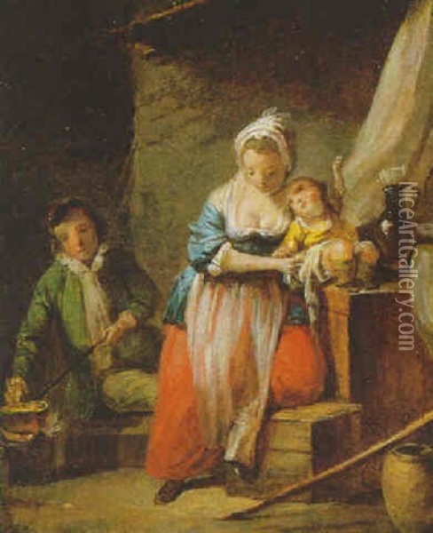 Die Glueckliche Familie Oil Painting - Etienne Aubry