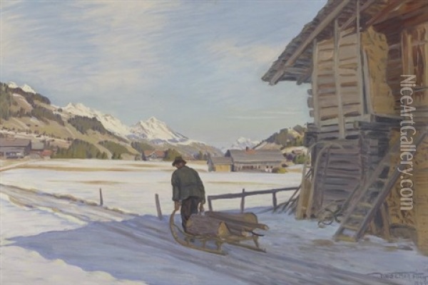 Marztag Bei Adelboden Oil Painting - Waldemar Theophil Fink