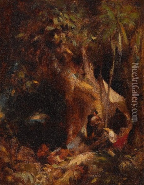 Humboldt Am Orinoko (sketch) Oil Painting - Ferdinand Keller