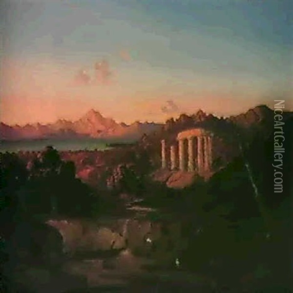 A Mediterranean Landscape With Ruins Oil Painting - Wilhelm Beurlin
