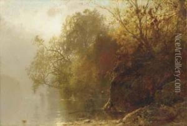 Autumn On The Lake Oil Painting - William M. Hart