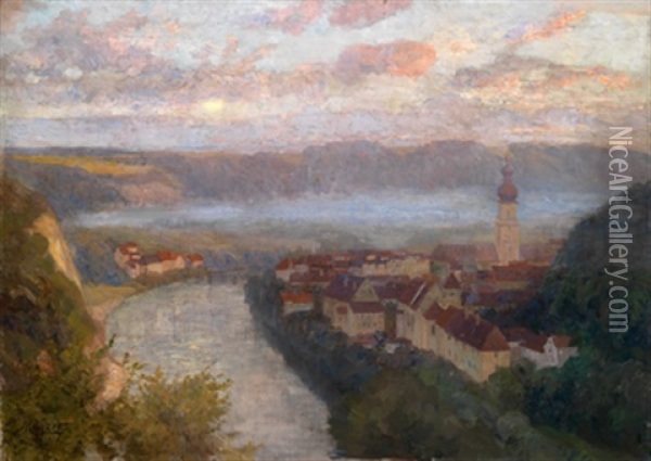 Abend In Burghausen Oil Painting - Marie Egner