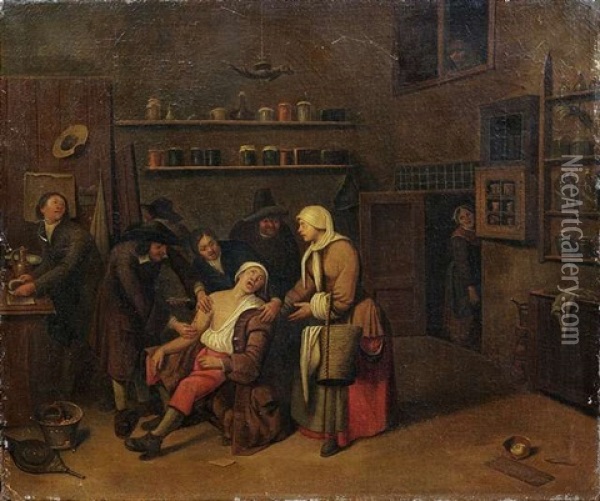 Der Besuch Des Arztes Oil Painting - Jan Josef Horemans the Elder