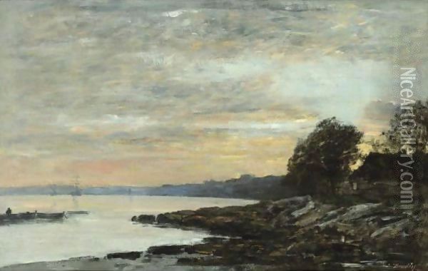 Rade De Brest, Baie De Camfrout, Quai Des Kerhors Oil Painting - Eugene Boudin