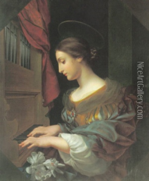 Die Hl. Cacilie An Der Orgel Oil Painting - Carlo Dolci