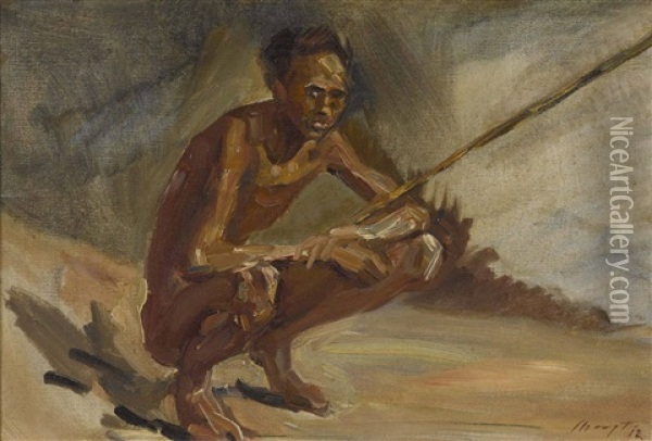 Hockender Afrikaner Oil Painting - Max Slevogt