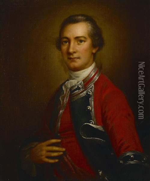 A Half-length Portrait Of A Military Officer Oil Painting - Samuel Woodford