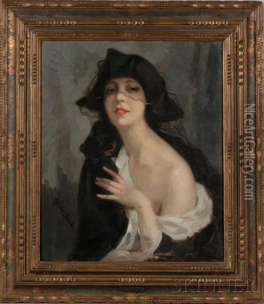 Woman With A Lace Veil Oil Painting - Cyprien Boulet