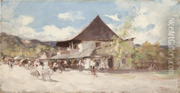 A Tavern In Rucar Oil Painting - Nicolae Grigorescu