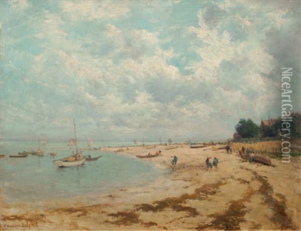 The Beach At Arcachon Oil Painting - Hermann Delpech