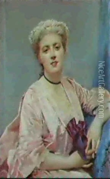 A Portrait Of A Lady Oil Painting - Raimundo de Madrazo y Garreta