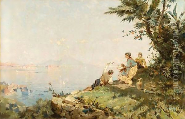 Pique Nique Devant Le Golfe De Naples Oil Painting - Franz Richard Unterberger