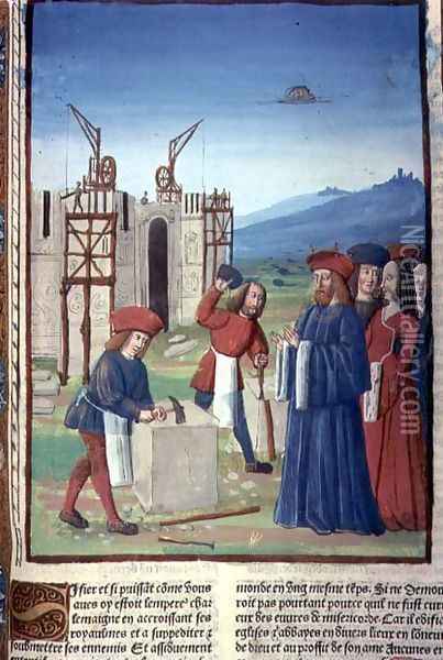 Charlemagne 747-814 founding the Church and Abbey at Aix la Chapelle 796 AD, 1493 Oil Painting - Antoine Verard