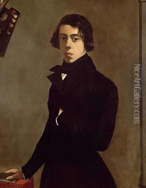 Self Portrait, 1835 Oil Painting - Theodore Chasseriau