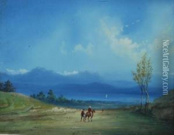 Scorcio Di Lago Lombardo Oil Painting - Luigi Bartezago