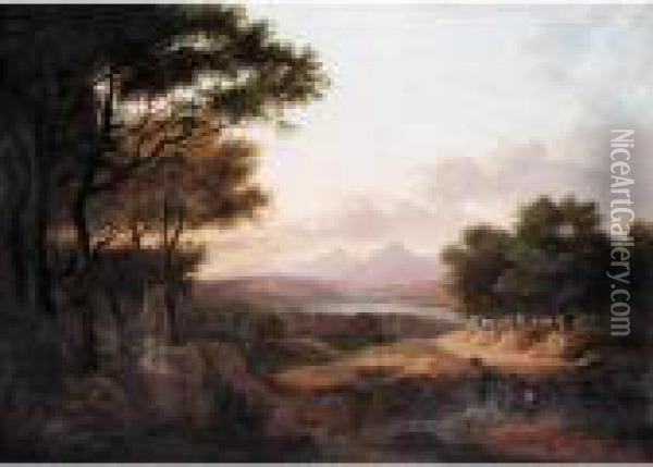 View Of A Distant Castle Oil Painting - Horatio McCulloch