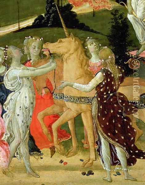 Triumph of Chastity, inspired by Triumphs by Petrarch 1304-74 2 Oil Painting - Jacopo Del Sellaio