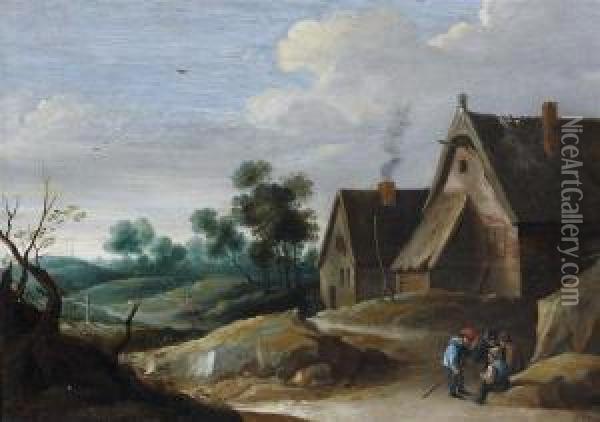 Paysans Discutant Devant Une Ferme Oil Painting - Thomas Van Apshoven
