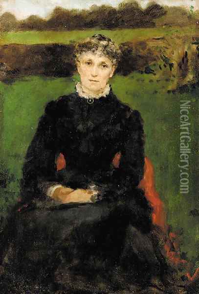 Portrait of the Artist's Mother Oil Painting - James Carroll Beckwith