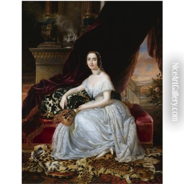 Portrait Of Katerina Rosa Botsaris Oil Painting - Pietro Luchine