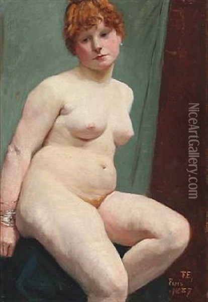 A Nude Female Oil Painting - Fanny Ingeborg Matilda Brate