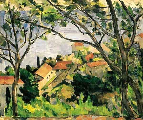 L'Estaque vu a travers les arbres Oil Painting - Paul Cezanne