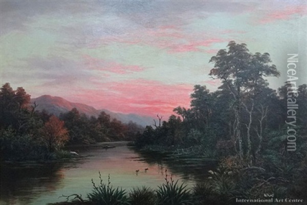 Waiau Creek, Waikato Oil Painting - William George Baker