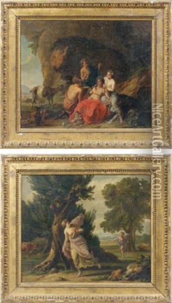 Le Triomphe De Flore (+ Atalante Et Hippomene; Pair) Oil Painting - Michel Honore Bounieu