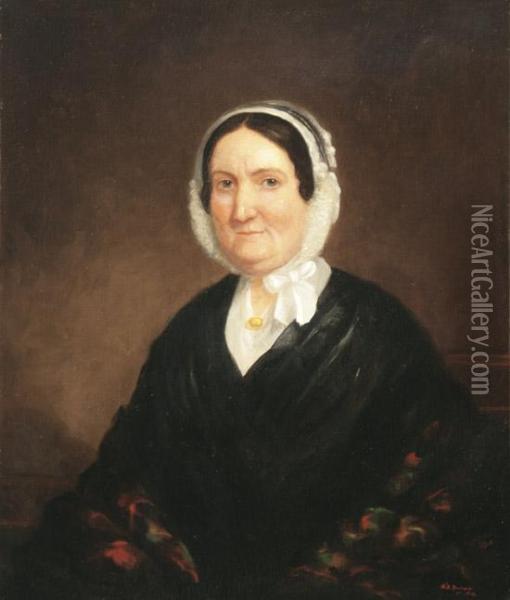 Portrait Of A Woman In A White Bonnet Oil Painting - Otis A. Bullard
